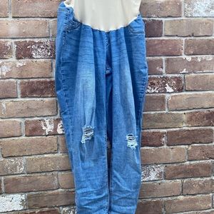 Indigo Blue Maternity Jeans DISTRESSED at knees. Size 2x